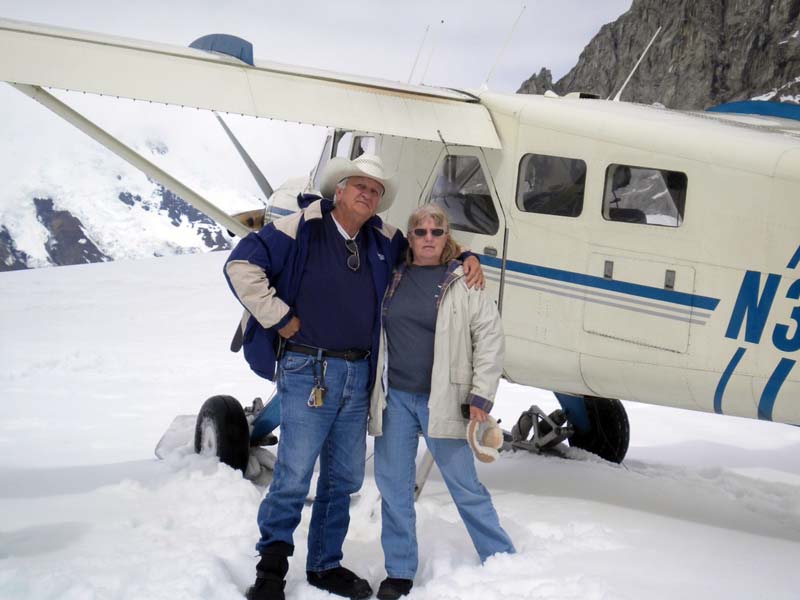 Ed and Jo Hester - Plane ride to glacier