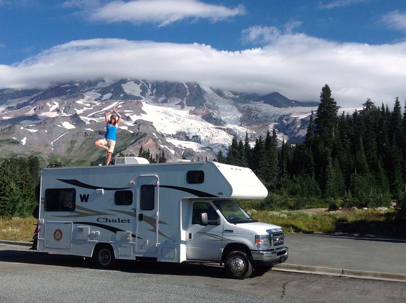 on top of my rv at mt rainier oregon