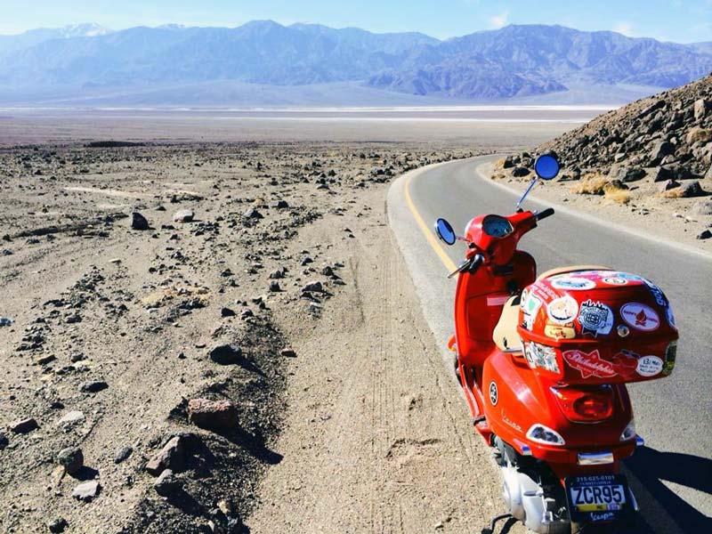 ride my scooter through national park scenic drives like in death valley.