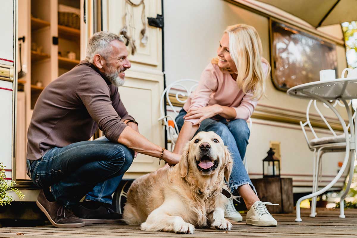 RV Couple With Dog