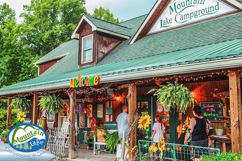 Mountain Lake Campground office building in West Virginia, showing the hub for Workampers and guests managing check-ins and campground operations.