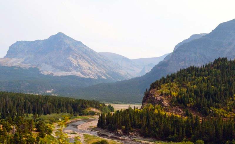 glacier national park mountain valley stream