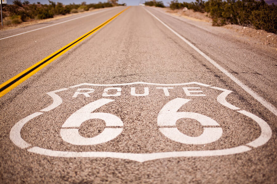 route 66 painted on road