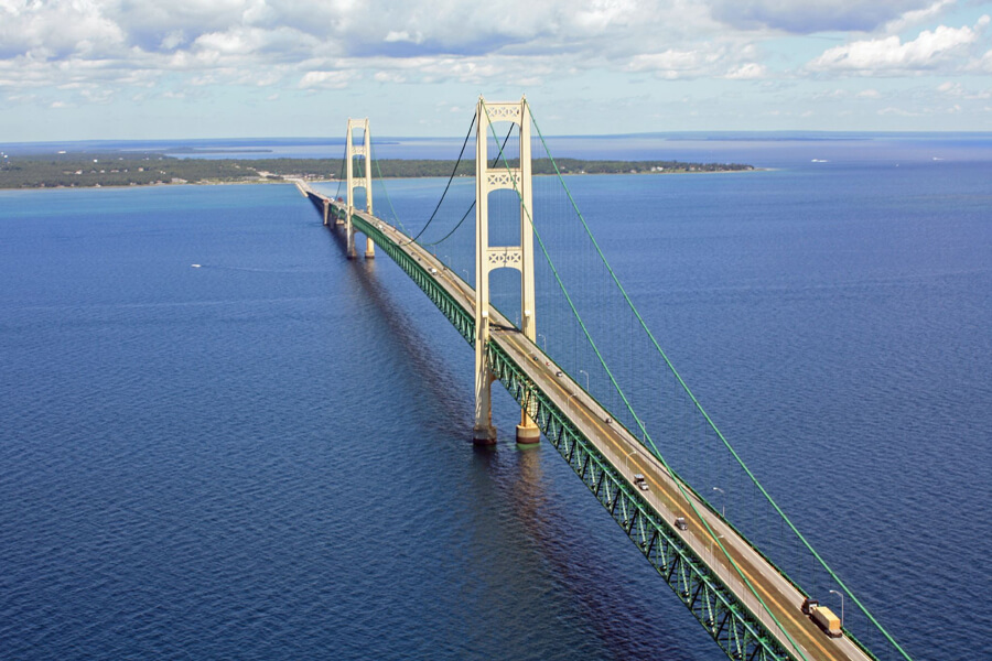 mackinac bridge from the air by justin billau wikimedia commons