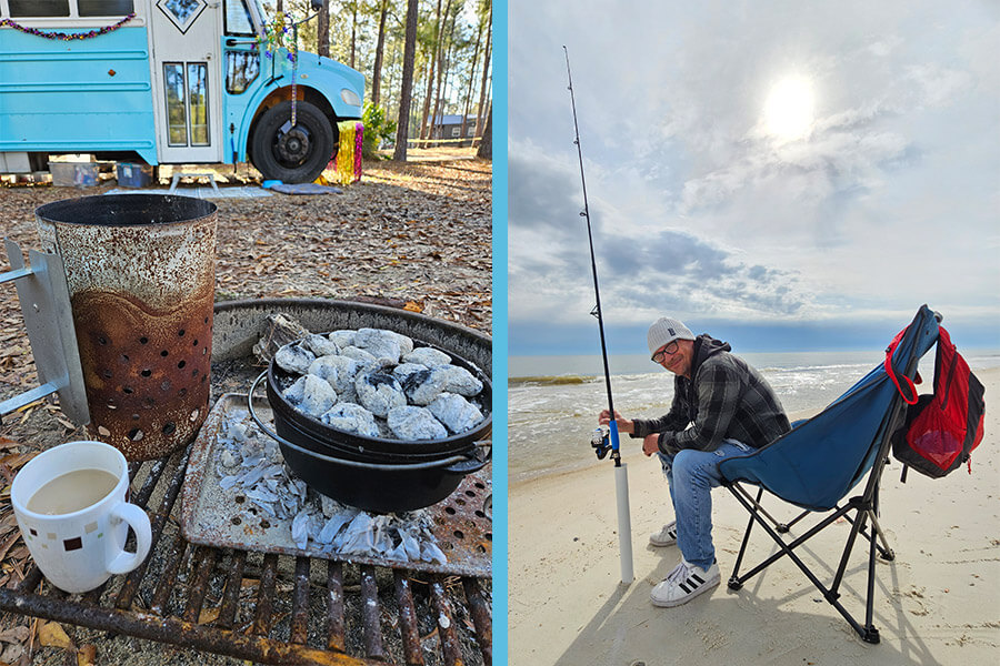 tad mayfield skoolie camping and fishing