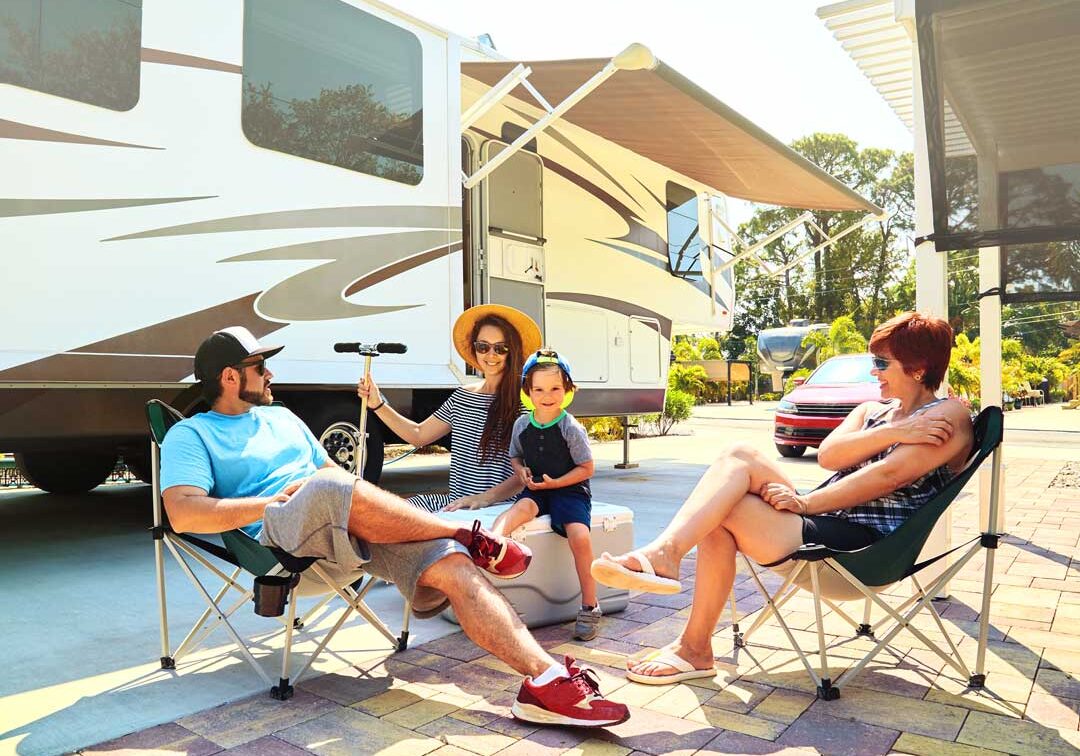 Family Outside Camper