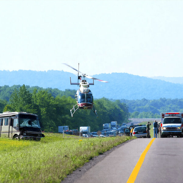 helicopter medevac motorhome accident on highway