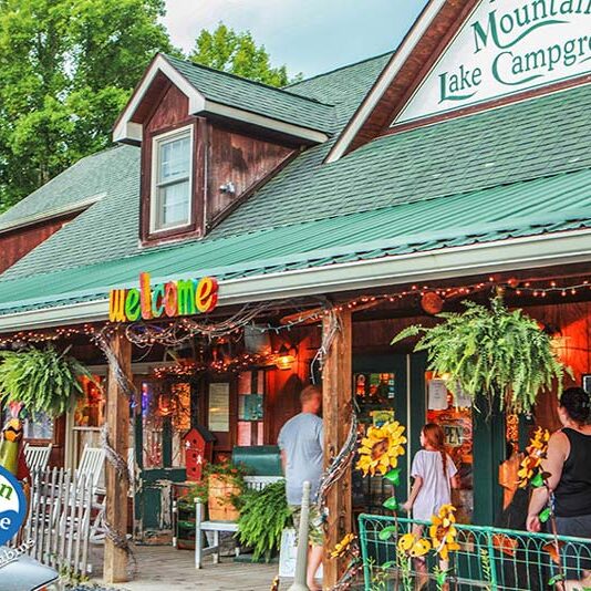 Mountain Lake Campground office building in West Virginia, showing the hub for Workampers and guests managing check-ins and campground operations.