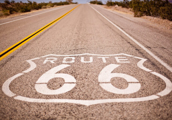 route 66 painted on road