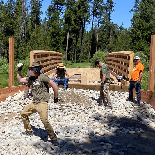 Workamper volunteers bridge building at harriman state park